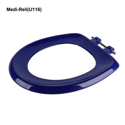 مقعد المرحاض الأزرق المستدير