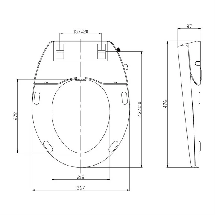 round bidet toilet seat non electric size
